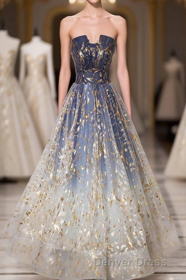 Unique Tulle Lace Long Prom Dress, Tulle Lace Prom Dresses, 2