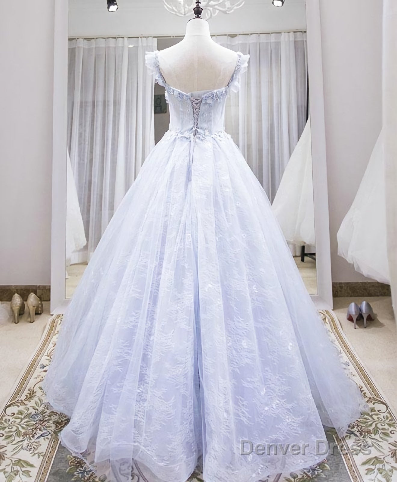 Light Blue Tulle Lace Long Prom Dress, Blue Evening Dress Secondary image