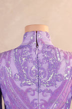 High Neck Long Sleeve Sweep Train Zipper Mermaid Prom Dresses