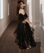 Black Tulle Short Prom Dress, Black Homecoming Dresses