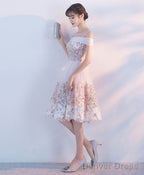 Pink Lace Applique Short Prom Dress Pink Homecoming Dresses