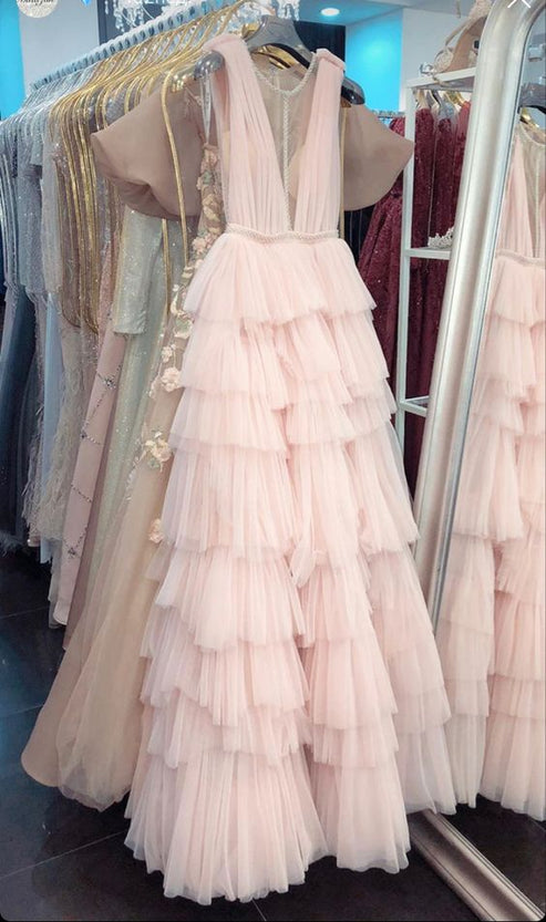 Pink prom dresses,long  party dress