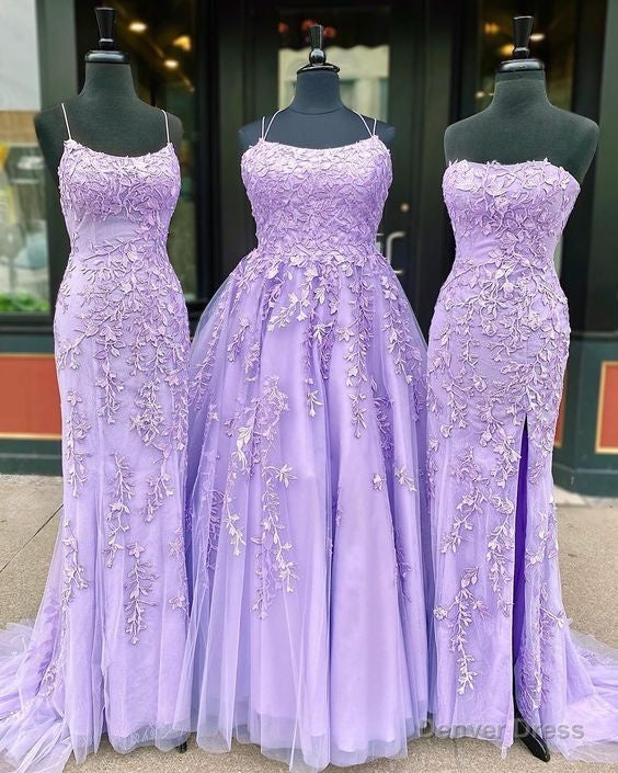 2025 lavender lace long prom dresses formal dresses Main image
