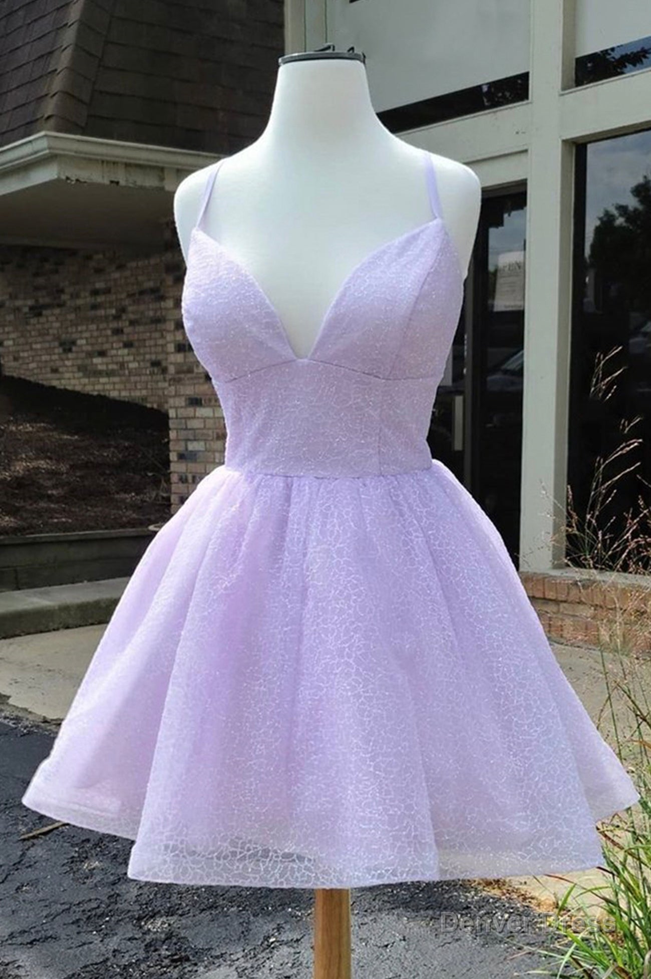 Purple V-Neck Tulle Short Prom Dresses, A-Line Mini Party Dresses Main image