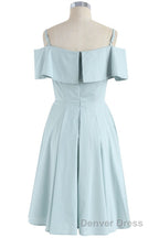 Mint Cold-Shoulder Ruffled A-Line Short Dresses