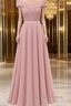 Womens Lace Bridesmaid Dresses A-Line Off Shoulder Floral Lace Chiffon Prom Dresses