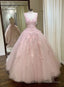 pink tulle customize long A Line sweet 16 Prom Dress