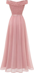 Lace Bruidsmeisje jurk van dames A-lijn A-lijn Off Shoulder Floral Lace Chiffon Prom-jurken