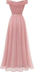 Womens Lace Bridesmaid Dresses A-Line Off Shoulder Floral Lace Chiffon Prom Dresses