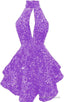 Halter Sequin Homecoming Dress Short Sparkly Glitter Cutout Mini Backless Tight Bodycon Prom Cocktail Dresses for Women