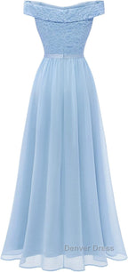 Womens Lace Bridesmaid Dress A Line Off Shoulder Floral Lace Chiffon Prom Dresses