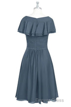 Red Chiffon V Neck Ruffled A Line Short Bridesmaid Dresses