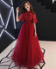 Burgundy Tulle Lace Long Prom Dress Burgundy Prom Dresses 6