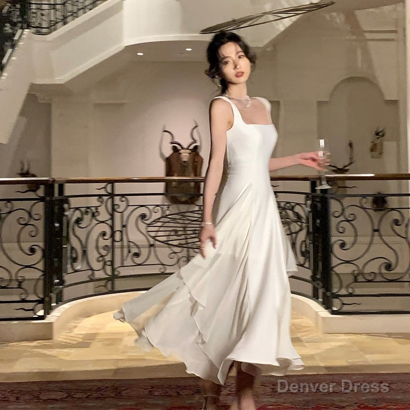 White Elegant Ruffles White Midi Dresses Summer New Evening Party Women Clothes Fashion Sundress Birthday Ladies Dresses Main image