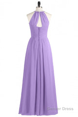 Sage Green Chiffon Halter Backless Long Bridesmaid Dress