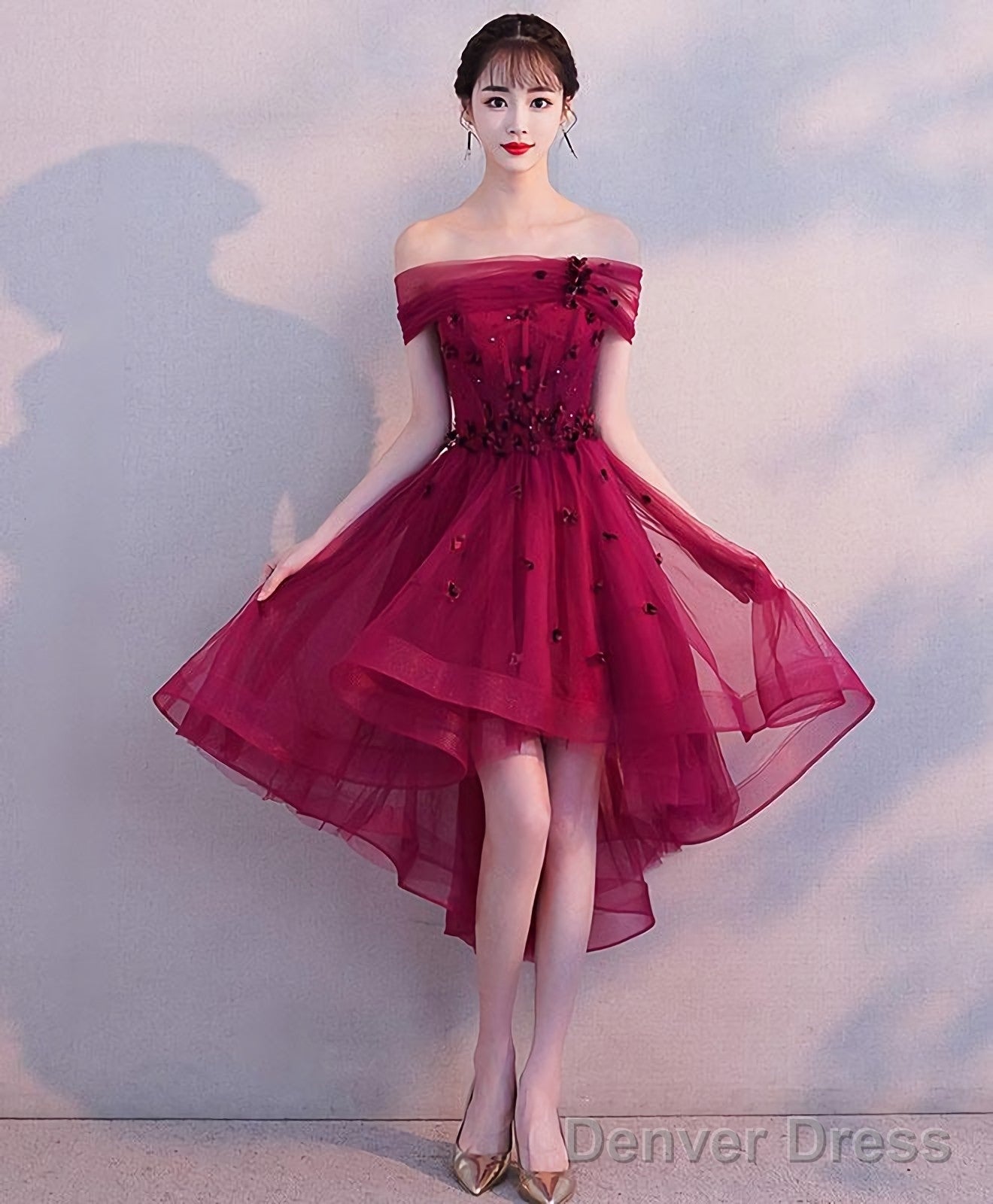 Burgundy Tulle Short Prom Dress Burgundy Homecoming Dress