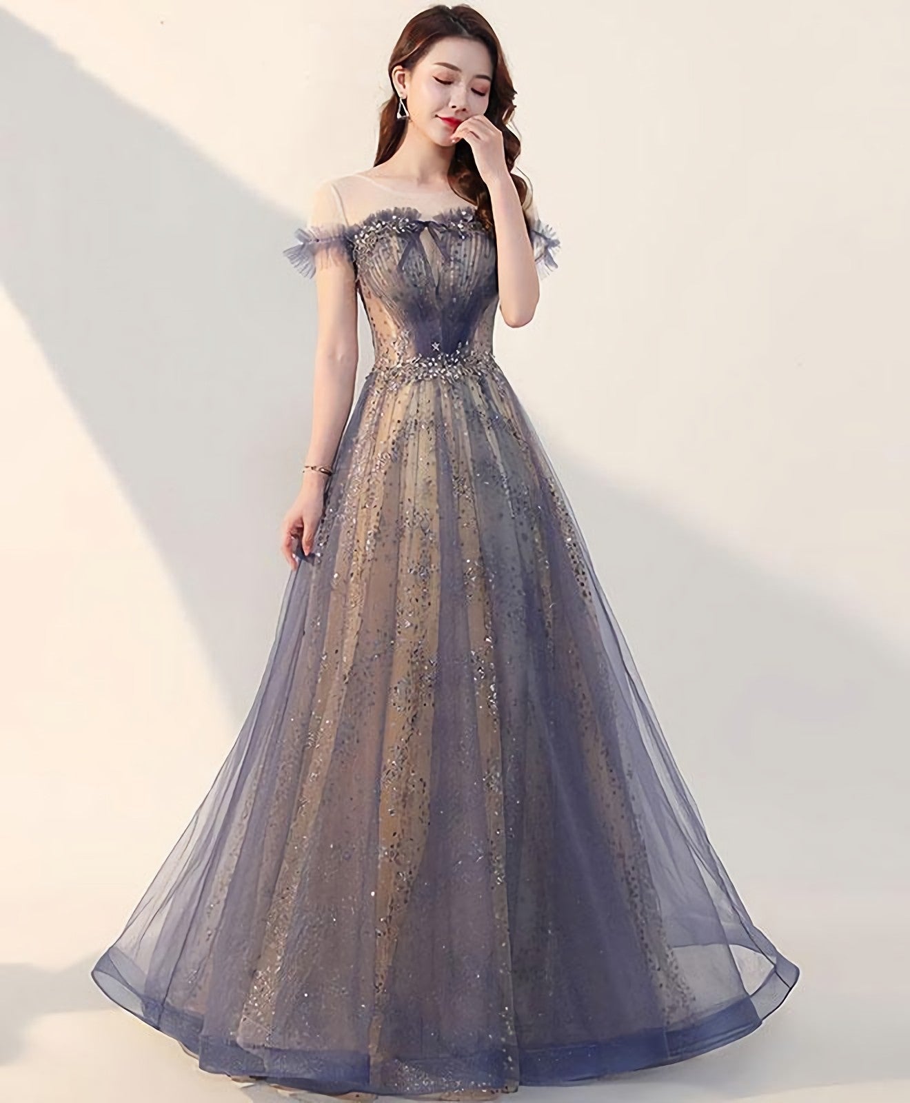 Elegant Tulle Long Prom Dress Tulle Prom Dresses