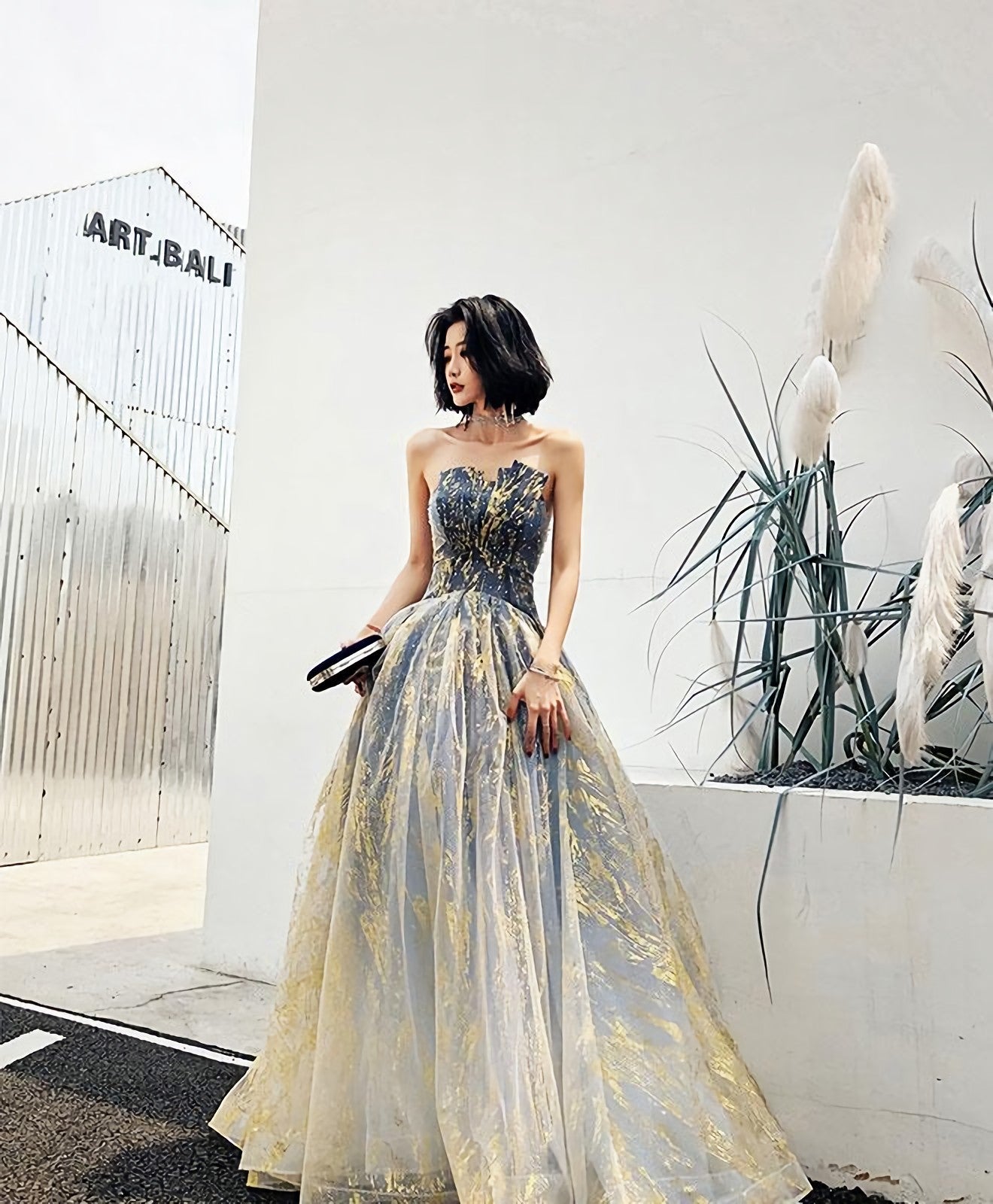 Unique Tulle Lace Long Prom Dress Tulle Prom Dresses