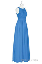 Brami Blue Chiffon Sleeveless Long Bridesmaid Dresses