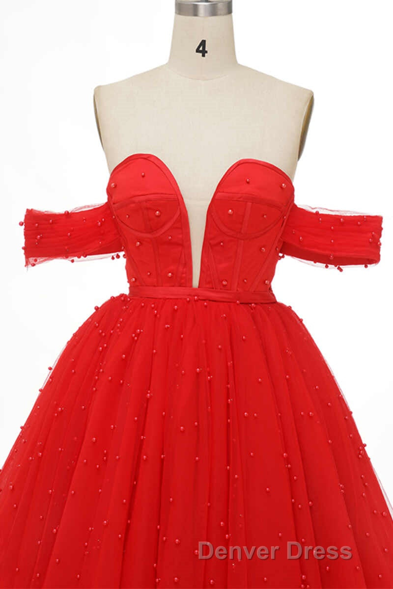 Red Off-the-Shoulder Bustier A-Line Short Homecoming Dresses