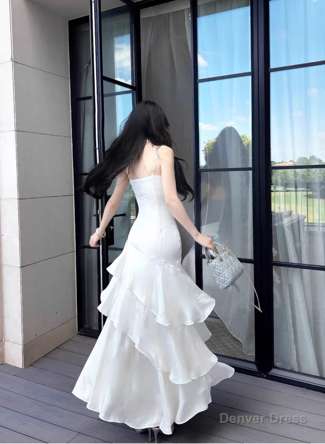 Sexy Straps Prom Dress Irregular Ruffles Mermaid Birthday Dresses