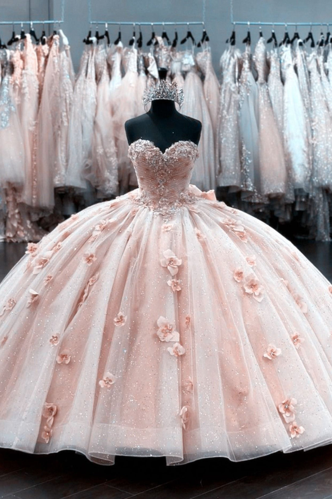 Light Pink Ball Gown Dress For 15th Birthday