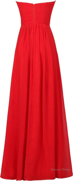 Sweetheart Bridesmaid Chiffon Prom Dresses Long Prom Gowns