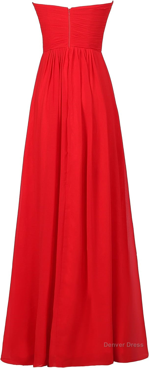 Sweetheart Bridesmaid Chiffon Prom Dresses Long Prom Gowns