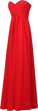 Sweetheart Bridesmaid Chiffon Prom Dresses Long Prom Gowns