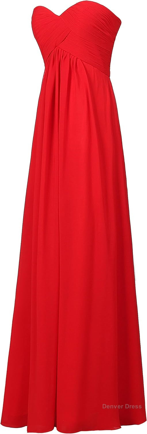 Sweetheart Bridesmaid Chiffon Prom Dresses Long Prom Gowns