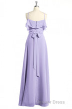 Lavender Halter Ruffled A Line Long Bridesmaid Dresses