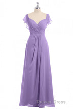Lavender Sweetheart Ruffled A Line Long Bridesmaid Dresses