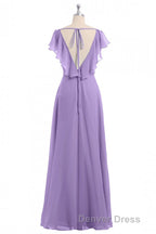 Lavender Sweetheart Ruffled A Line Long Bridesmaid Dresses