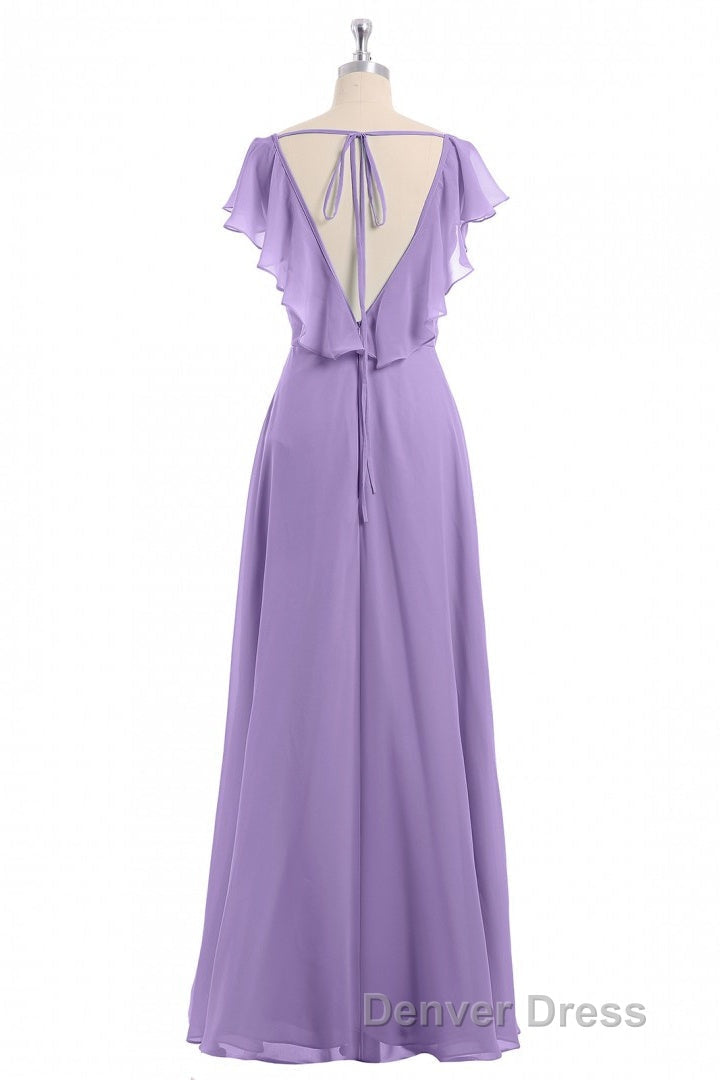 Lavender Sweetheart Ruffled A Line Long Bridesmaid Dresses