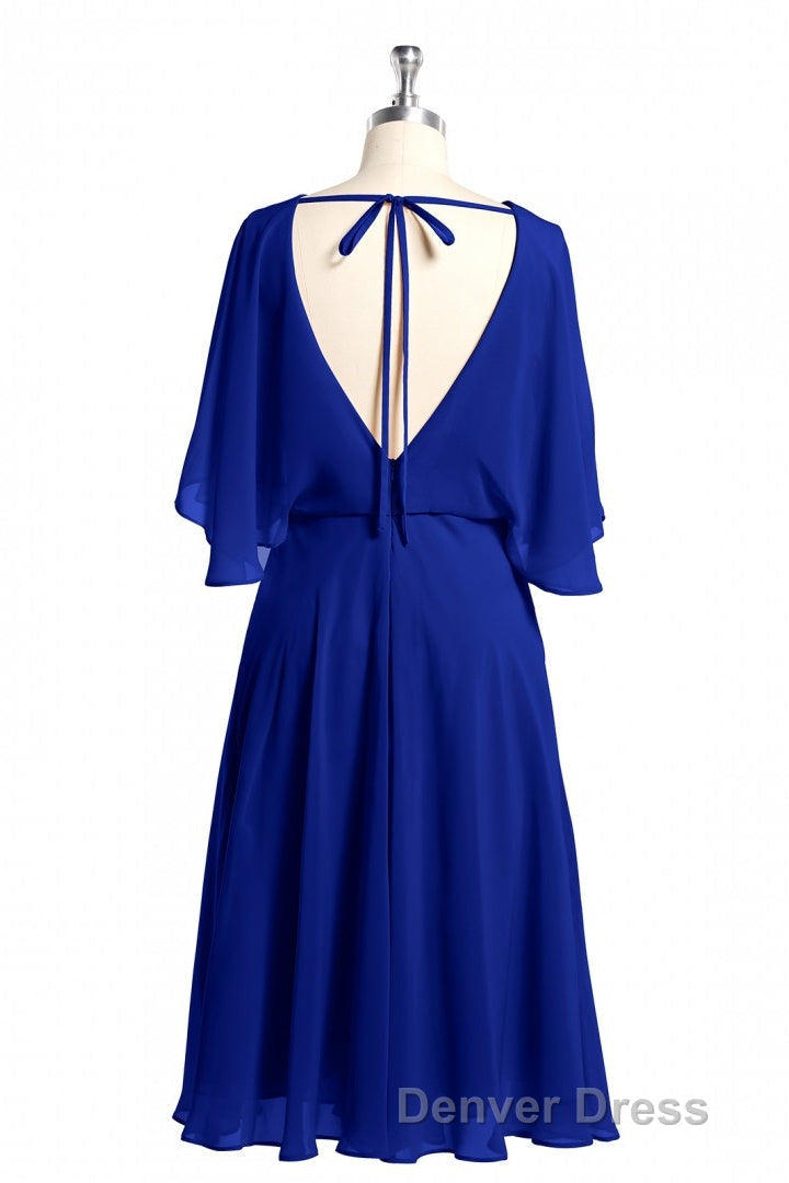 Royal Blue Long Sleeve Blouson Style Bridesmaid Dresses Secondary image