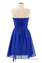 Royal Blue Sweetheart Tie Side Short Bridesmaid Dresses