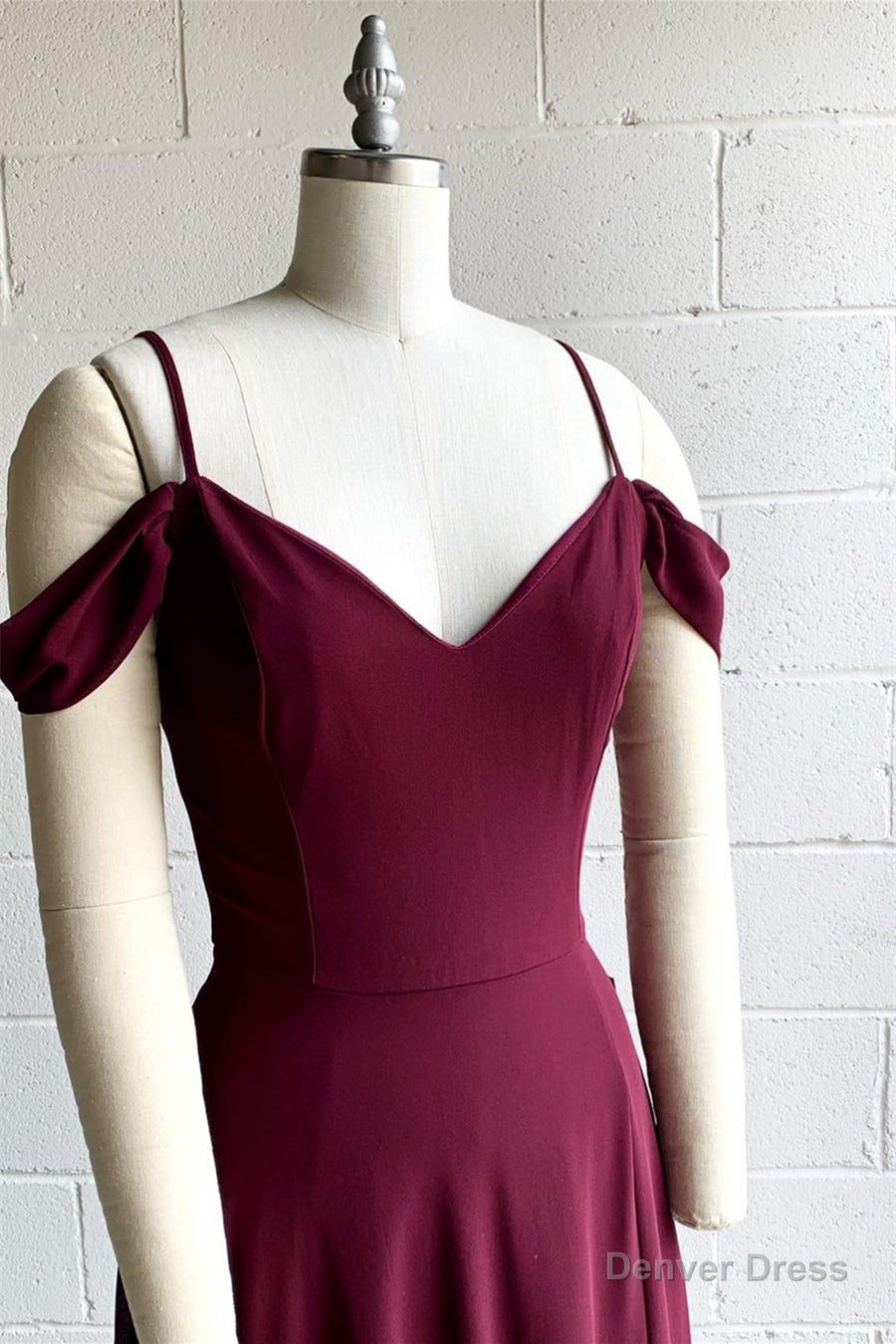 Muaberry Off The Shoulder Spaghetit Straps Chiffon Long Bridesmaid Dresses
