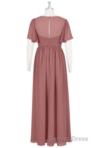Brown V Neck High Waist Long Maternity Bridesmaid Dresses