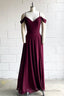 Muaberry Off The Shoulder Spaghetit Straps Chiffon Long Bridesmaid Dresses