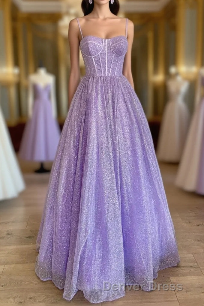 A-Line Lavender Straps Long Formal Dresses Main image