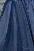 Navy Blue Off-the-Shoulder Beaded A-Line Short Party Dress