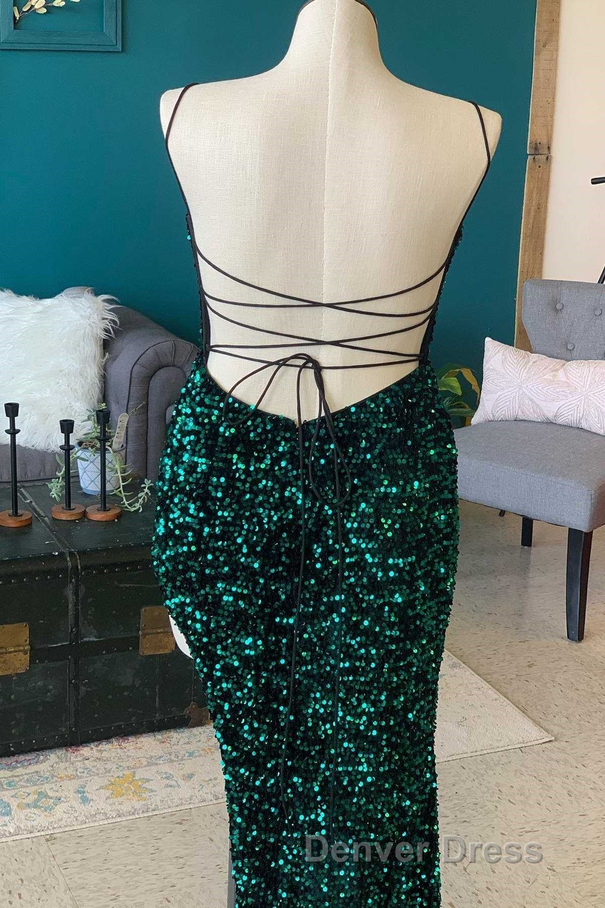 Red Sequin Cowl Neck Lace-Up Back High-Low Prom Dresses