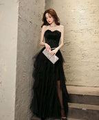 Black Tulle Long Prom Dress, Black Tulle Prom Dresses