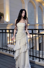 Sexy Straps Prom Dress Irregular Ruffles Mermaid Birthday Dresses