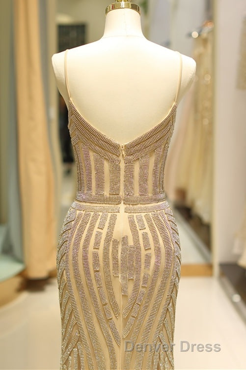 Mermaid Spaghetti Strap Black Beaded Formal Evening Dresses Secondary image