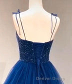 Straps Red Long Prom Dresses with Beaded Bodice