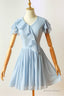 Flutter Sleeves Blue Chiffon Short Homecoming Dresses