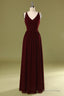 Sheath V Neck Burgundy Bridesmaid Dress with Lace Back