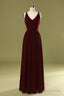 Sheath V Neck Burgundy Bridesmaid Dresses with Lace Back