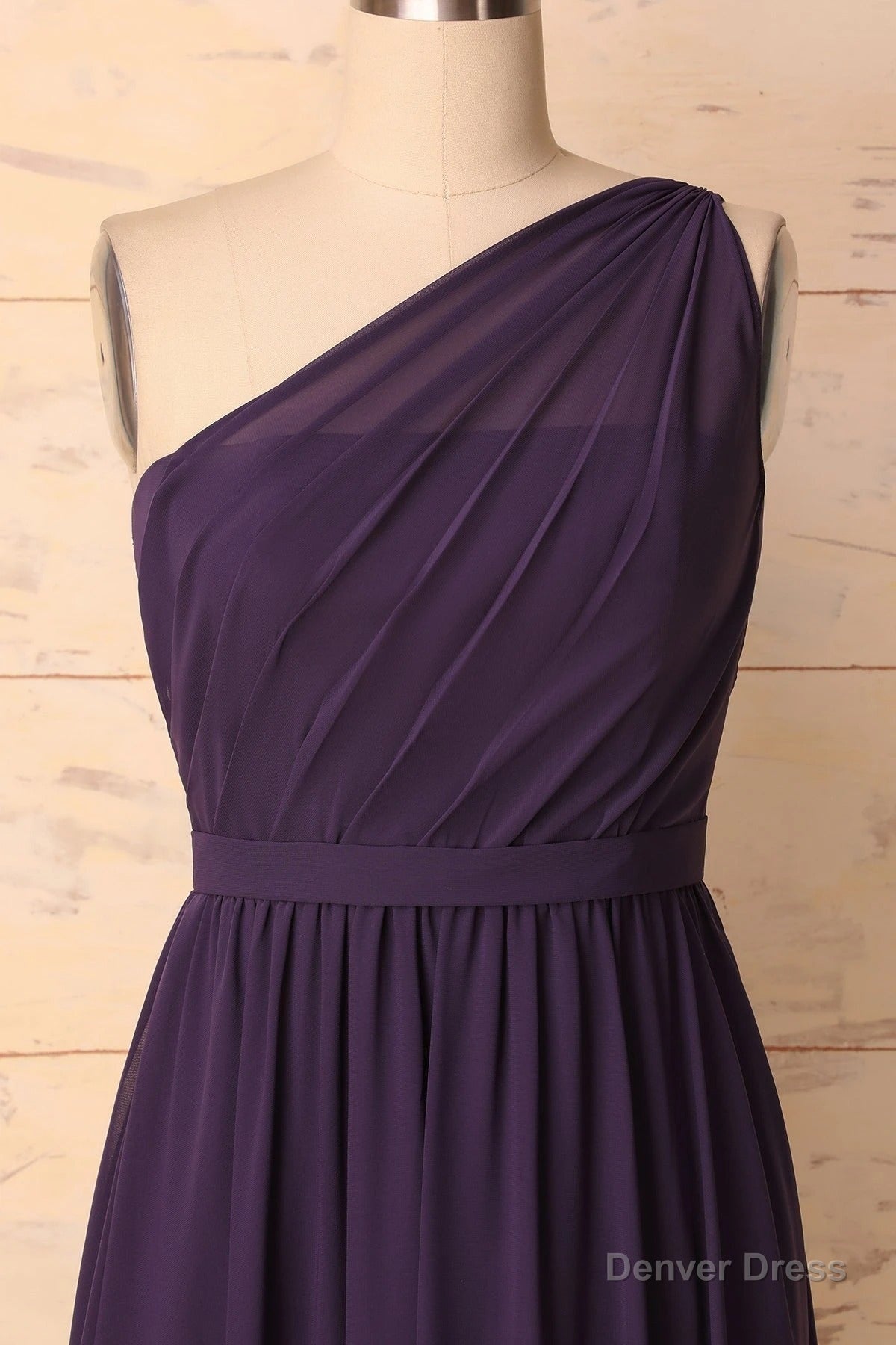 Elegant One Shoulder Plum Bridesmaid Dresses